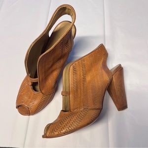Coclico Brown Open‎ Toe Leather Heels KK
